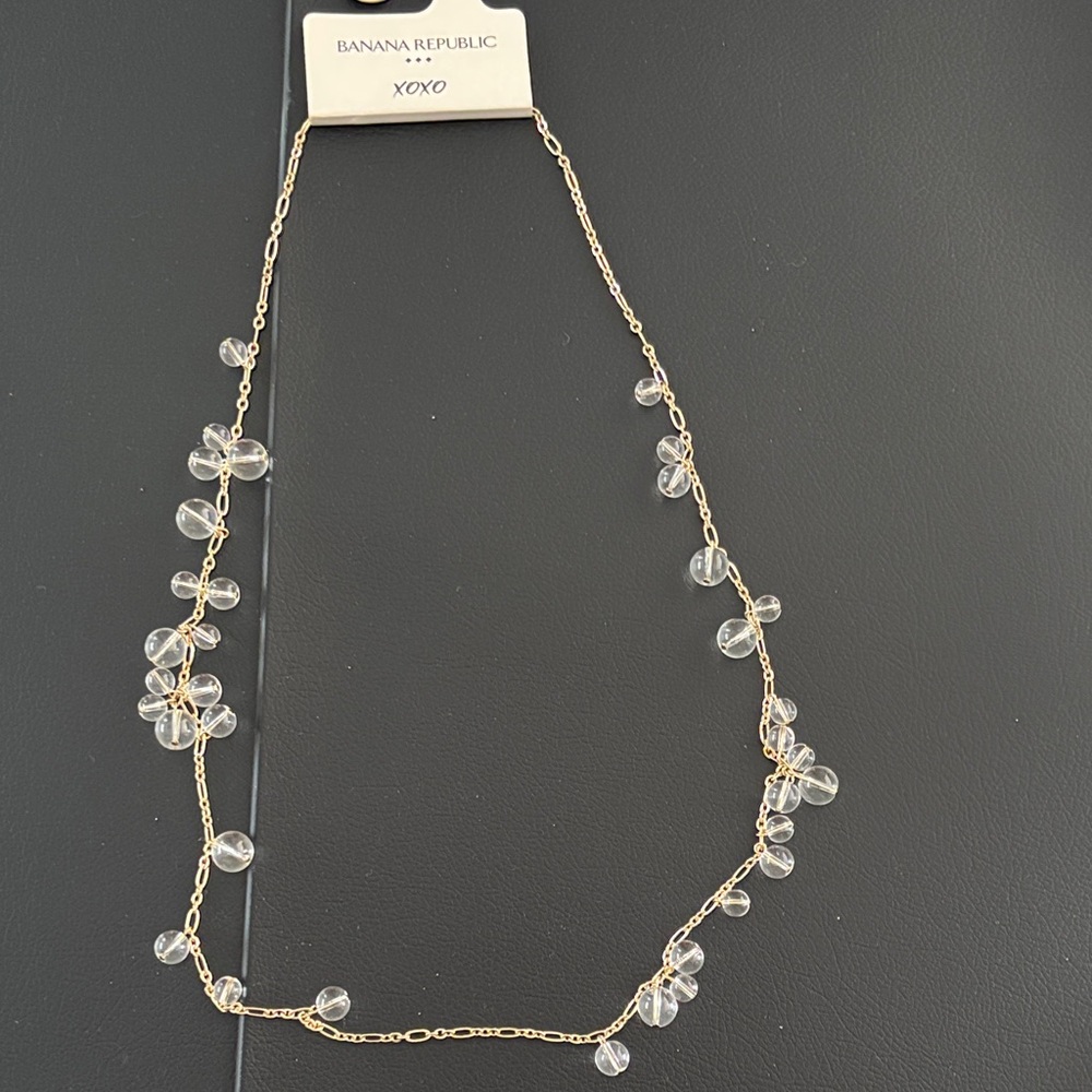 Banana Republic Gold Necklace with Crystal Accents